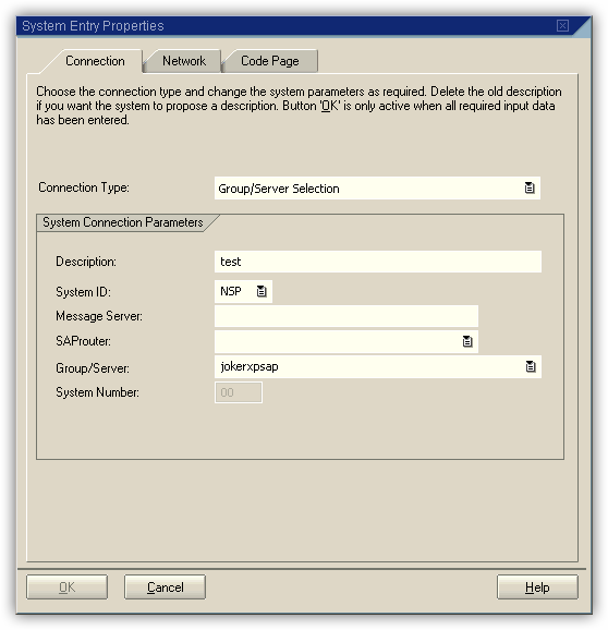 Edit Sap Connection SAP への接続方法