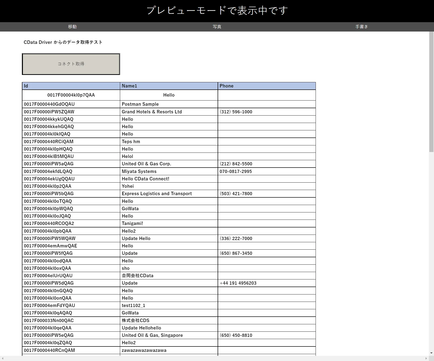 XC-Gate によるSAP HANA XS Advancedデータの帳票表示例